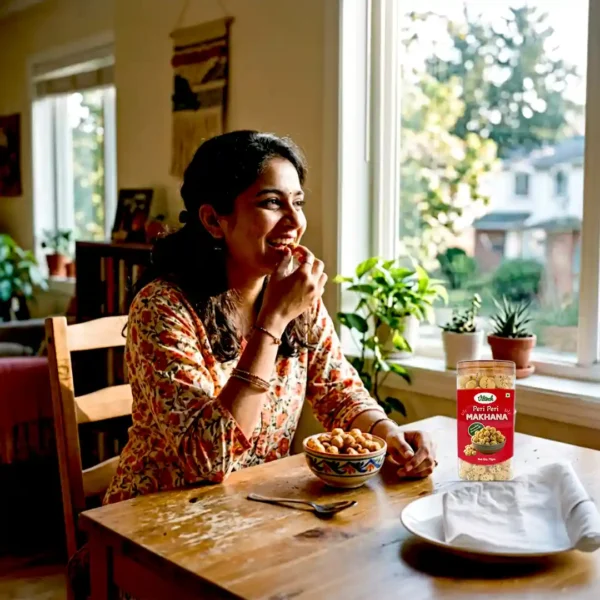 peri peri flavoured roasted makhana eating